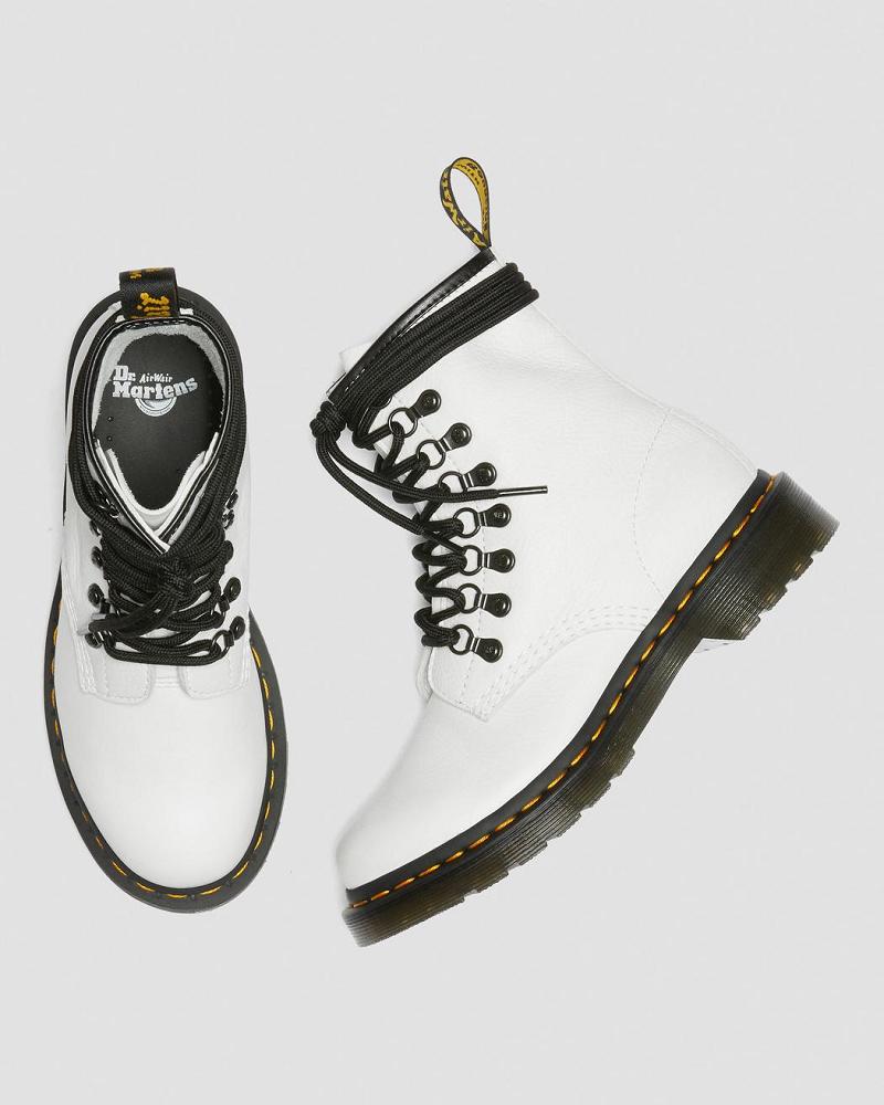 Dr Martens 1460 Laced Virginia Lær Snørestøvletter Dame Hvite | Norge 606TCE